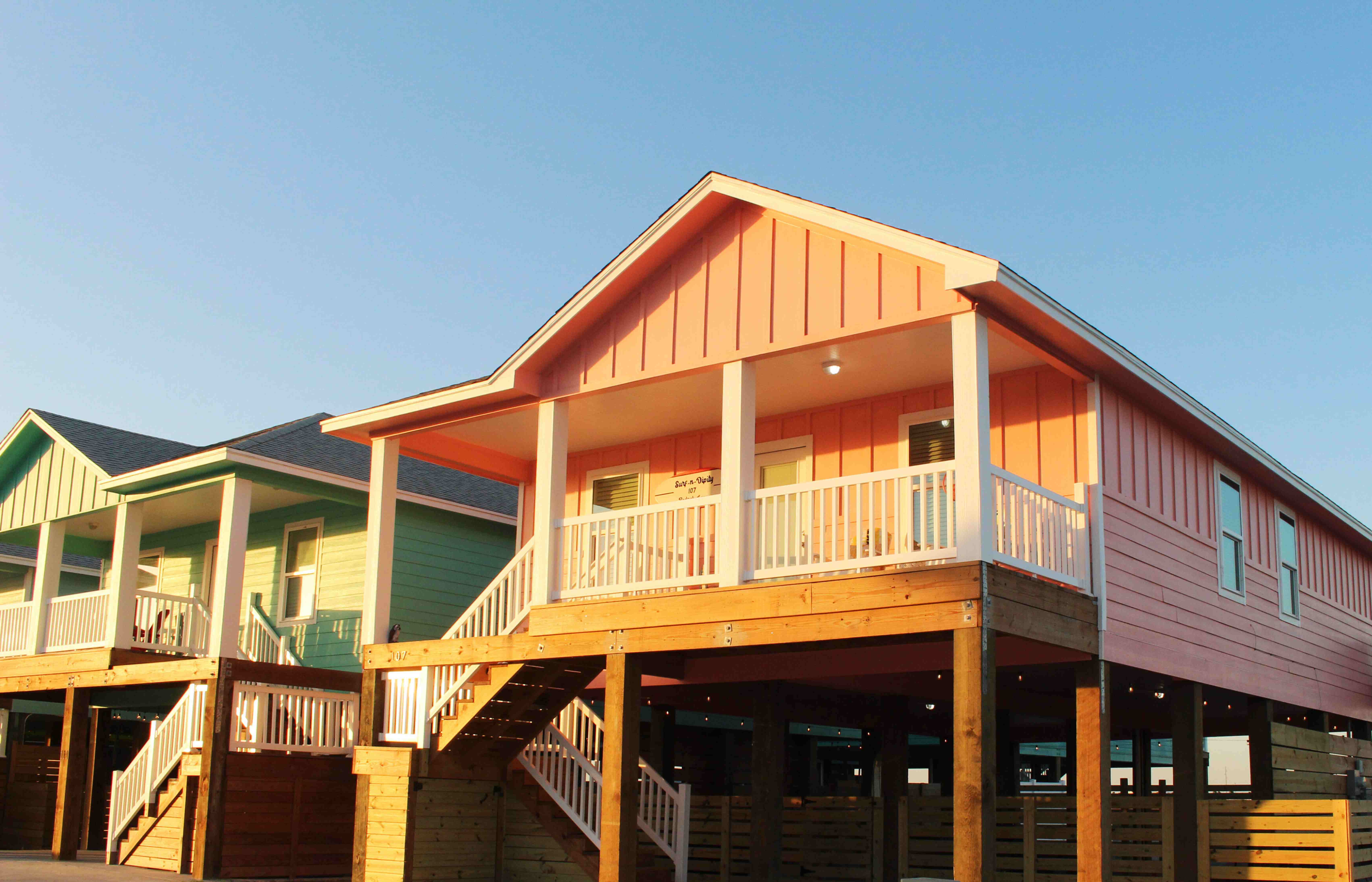 Colorful beach houses in Port Aransas